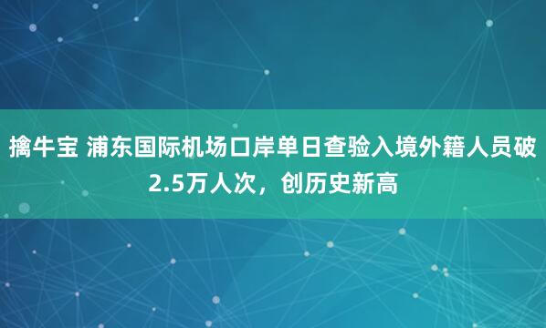 擒牛宝 浦东国际机场口岸单日查验入境外籍人员破2.5万人次，创历史新高
