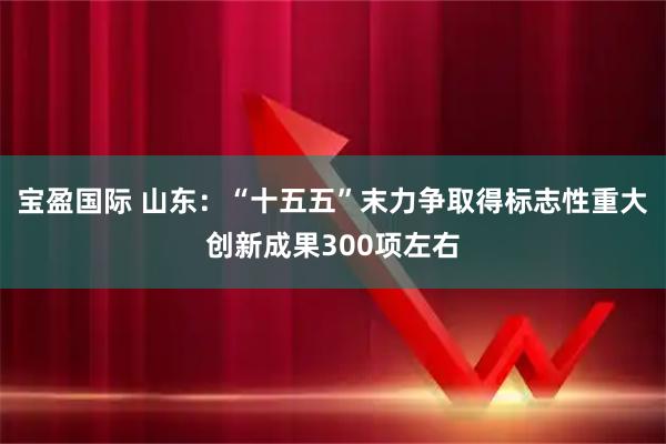 宝盈国际 山东：“十五五”末力争取得标志性重大创新成果300项左右