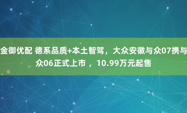 金御优配 德系品质+本土智驾，大众安徽与众07携与众06正式上市 ，10.99万元起售